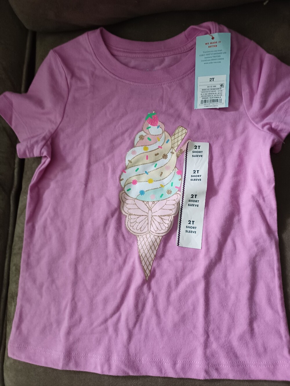 Cat & Jack Pink Short Sleeve Ice Cream Cone Graphic Tee